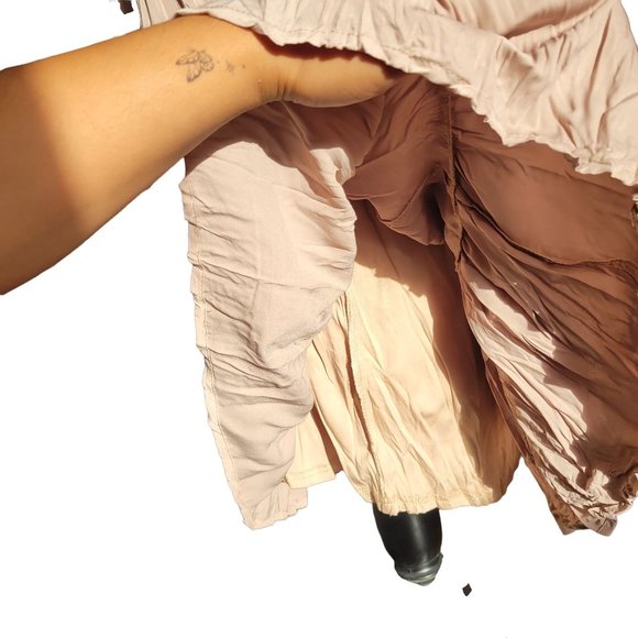 Love Riche Dress Beige Maxi Ruffle Poet Sleeves Cowl Neck Napa Valley Womans - Picture 8 of 16